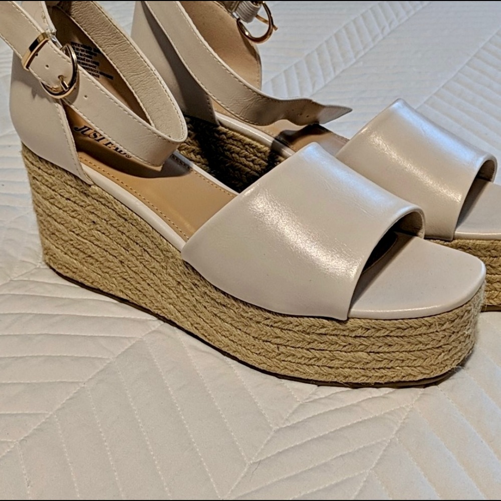 Creamy White Platform Espadrille Wedge Sandals 10